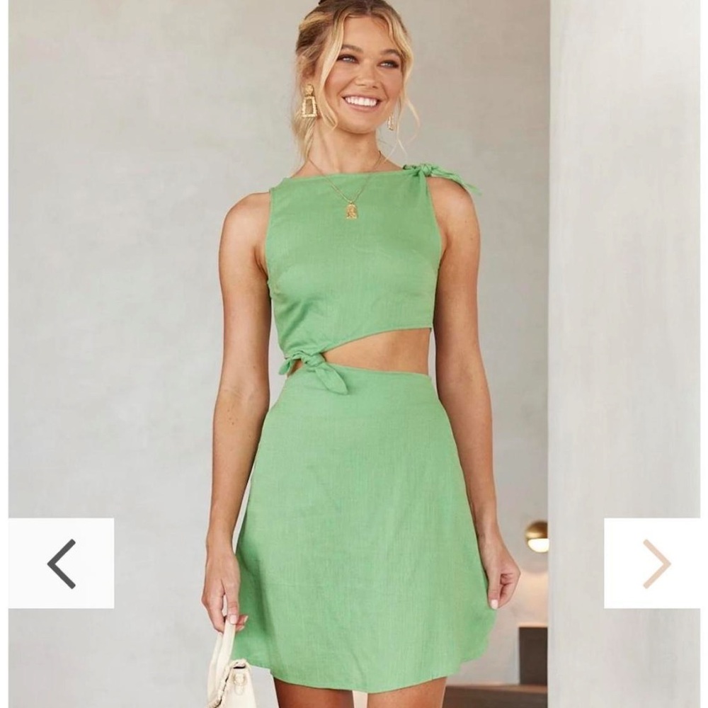 NWT Billy J Starry Nights Linen Dress Green 4